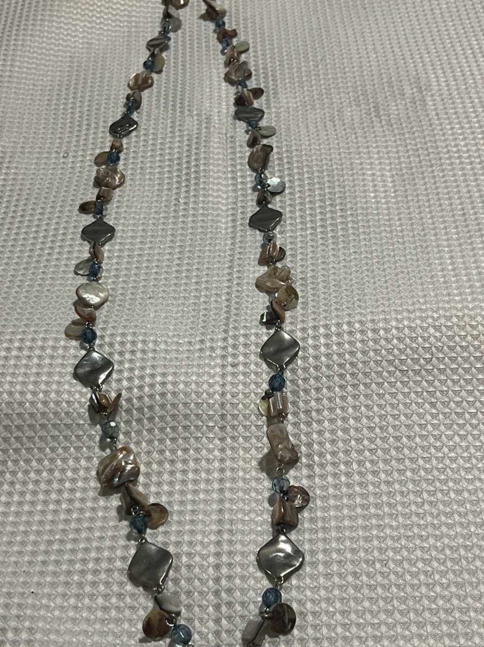 Lia Sophia Pearl-Style, Blue and Gray Bead Long Necklace